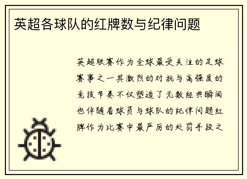 英超各球队的红牌数与纪律问题