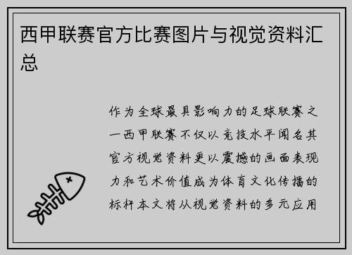西甲联赛官方比赛图片与视觉资料汇总